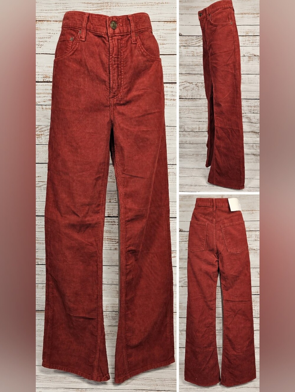 MOTHER Wide Leg Corduroy Jeans in Rust